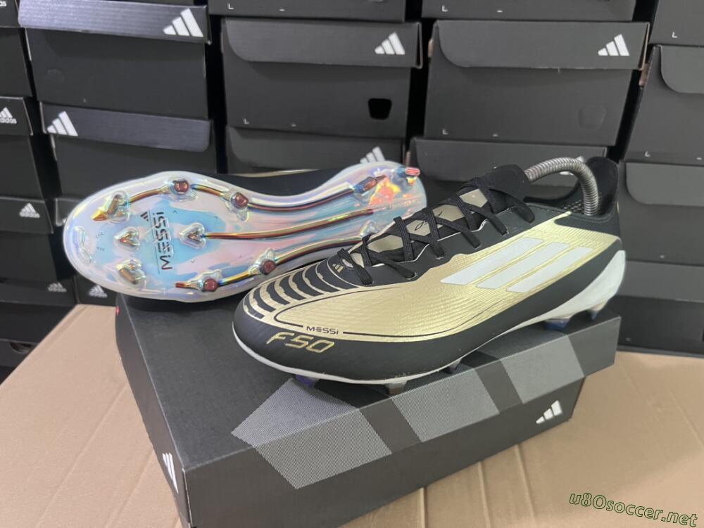 Men's Adidas F50 Adizero Messi FG Football Boots - Gold/White/Black