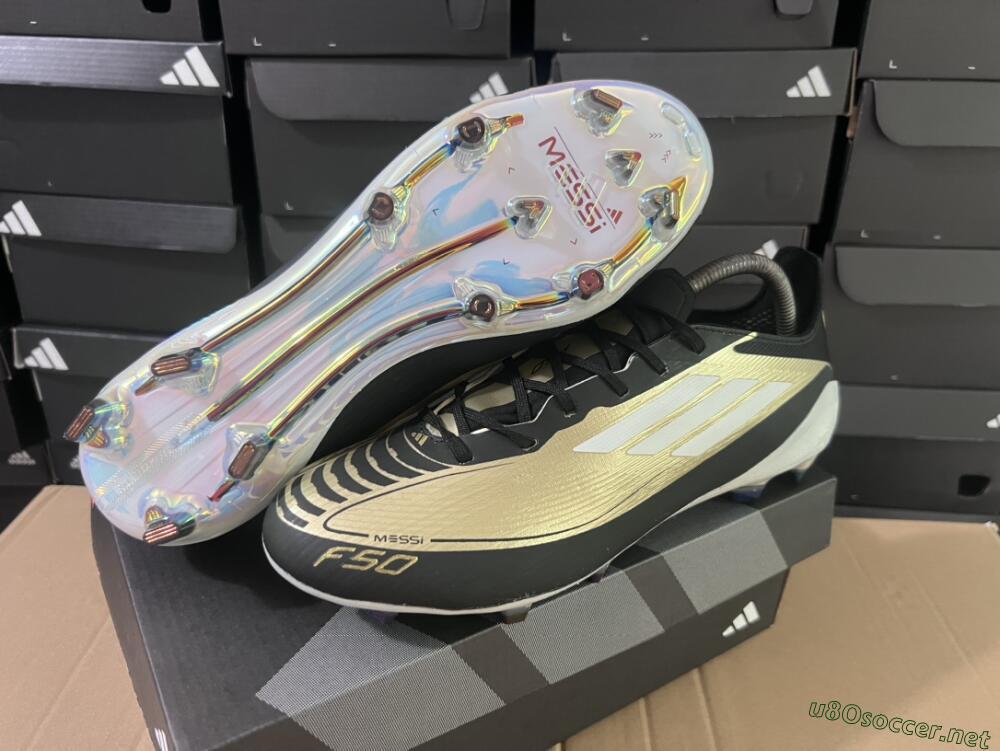 Men's Adidas F50 Adizero Messi FG Football Boots - Gold/White/Black
