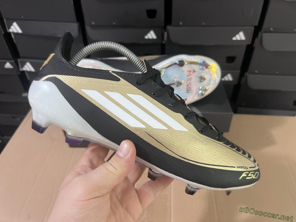 Men's Adidas F50 Adizero Messi FG Football Boots - Gold/White/Black