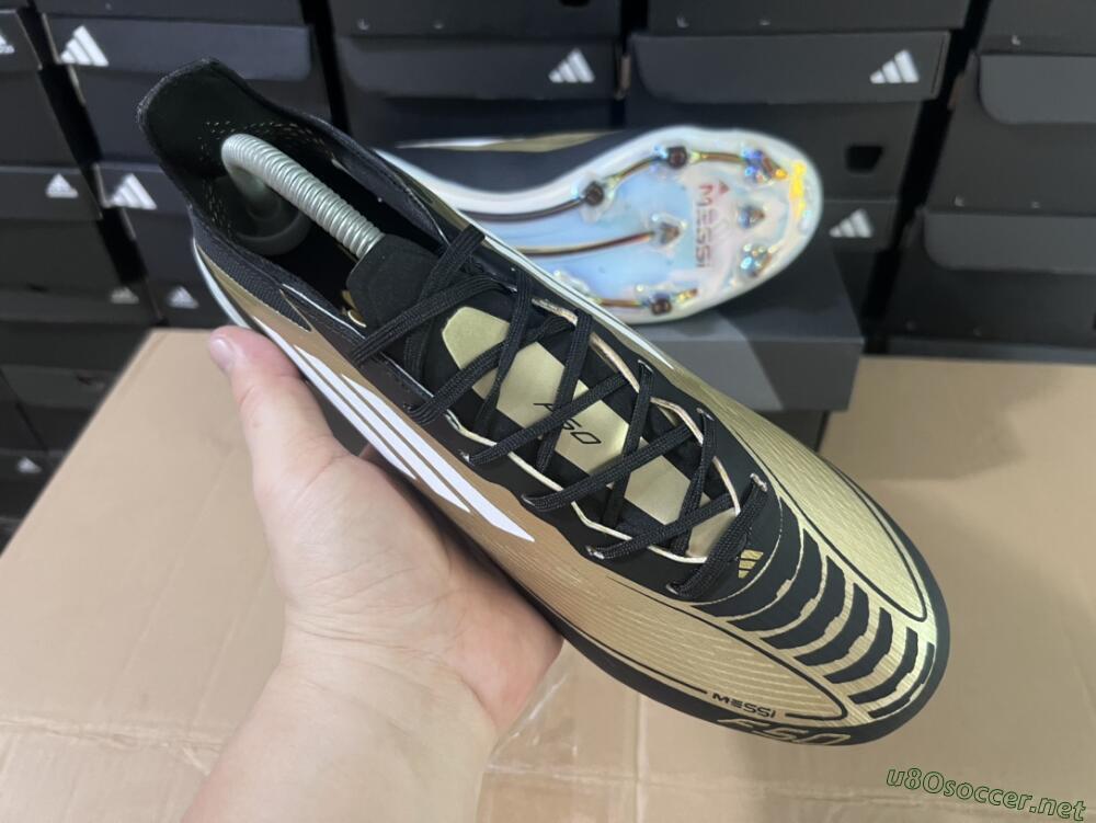 Men's Adidas F50 Adizero Messi FG Football Boots - Gold/White/Black