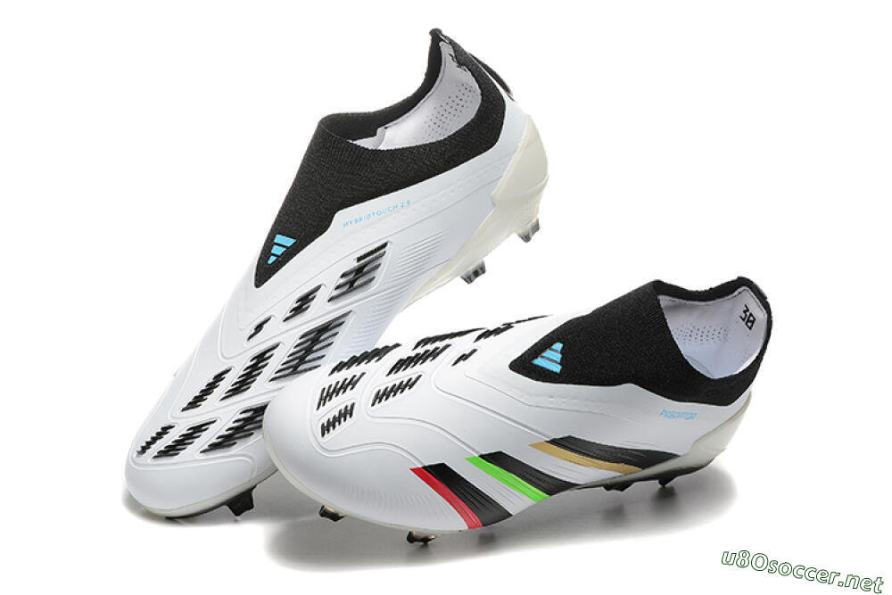 Men's Adidas Predator Elite Laceless FG Football Boots - White/Black/Red/Gold 3