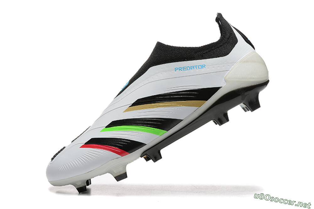 Men's Adidas Predator Elite Laceless FG Football Boots - White/Black/Red/Gold 5