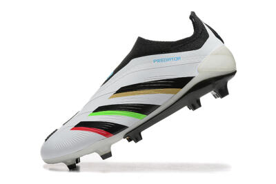 Men's Adidas Predator Elite Laceless FG Football Boots - White/Black/Red/Gold