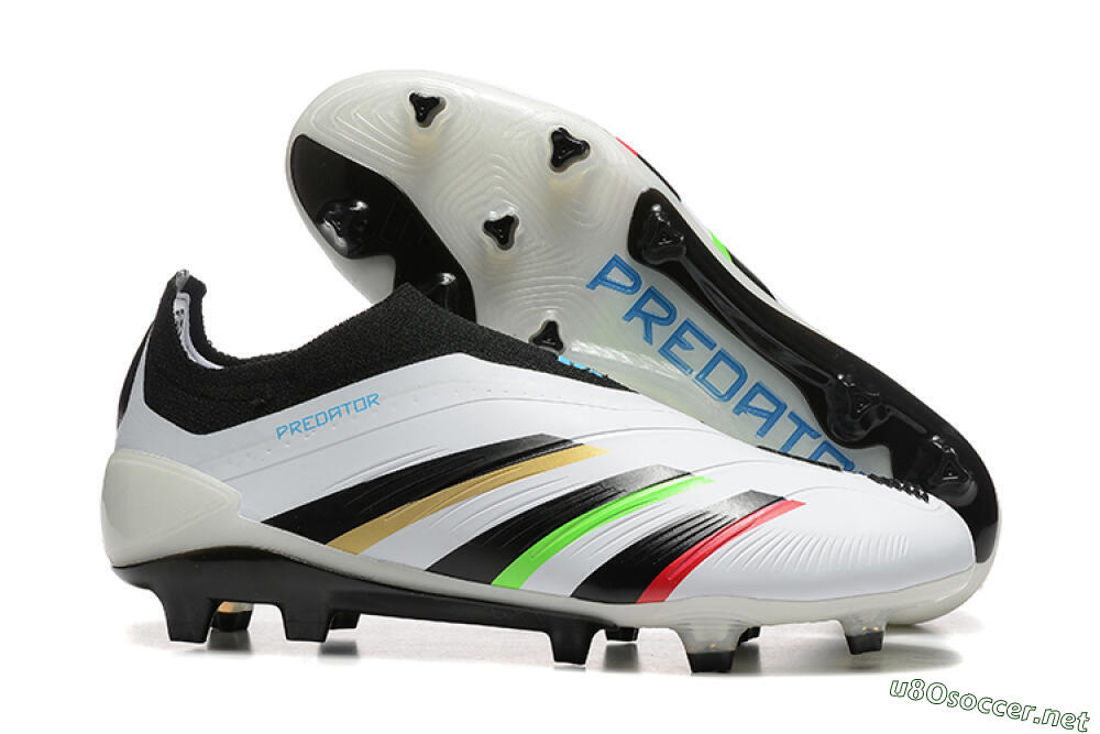 Men's Adidas Predator Elite Laceless FG Football Boots - White/Black/Red/Gold 2