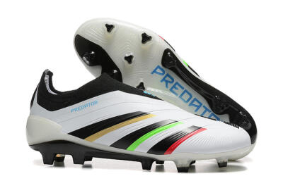 Men's Adidas Predator Elite Laceless FG Football Boots - White/Black/Red/Gold