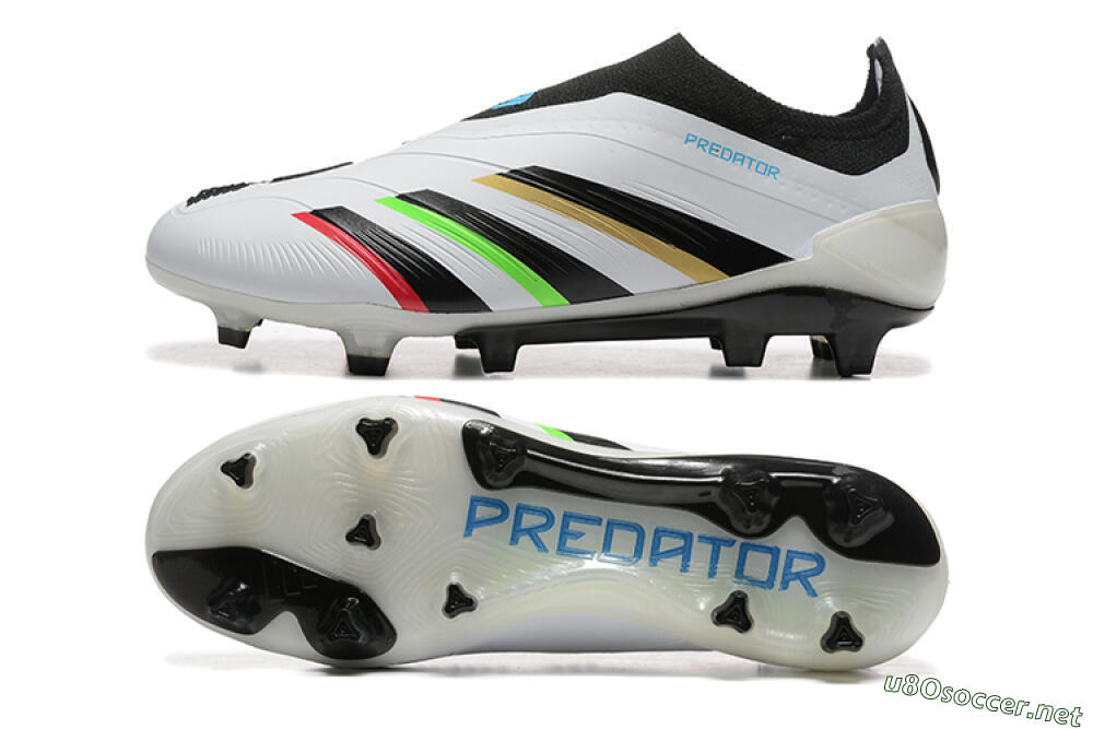 Men's Adidas Predator Elite Laceless FG Football Boots - White/Black/Red/Gold 1