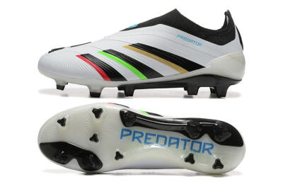 Men's Adidas Predator Elite Laceless FG Football Boots - White/Black/Red/Gold