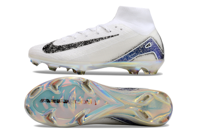 Unisex Nike Air Zoom Mercurial Superfly 10 Elite FG Football Boots - White/Black/Blue
