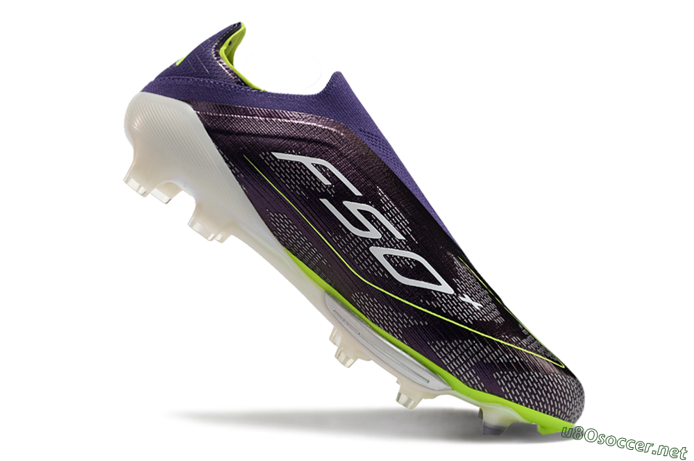 Unisex Adidas F50+ Lightstrike Pro Laceless FG Football Boots - Purple/Yellow/White 4