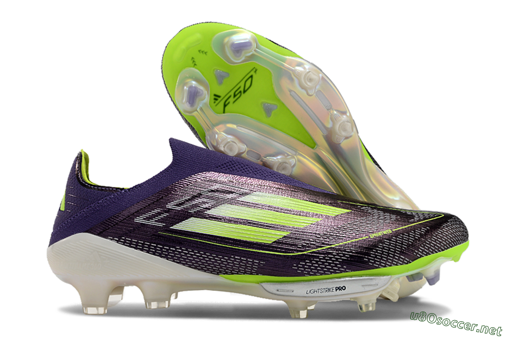 Unisex Adidas F50+ Lightstrike Pro Laceless FG Football Boots - Purple/Yellow/White 2