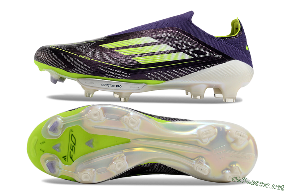 Unisex Adidas F50+ Lightstrike Pro Laceless FG Football Boots - Purple/Yellow/White 1