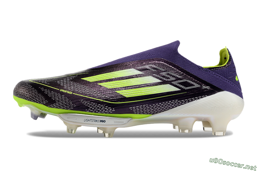 Unisex Adidas F50+ Lightstrike Pro Laceless FG Football Boots - Purple/Yellow/White 0