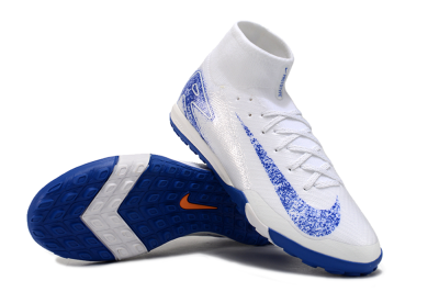 Men's Nike Air Zoom Mercurial Superfly 10 TF Football Shoes - White/Blue/Orange