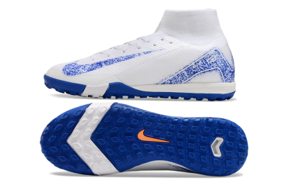 Men's Nike Air Zoom Mercurial Superfly 10 TF Football Shoes - White/Blue/Orange