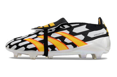 Unisex Adidas Predator Elite Foldover Tongue FG Football Boots - Black/White/Yellow