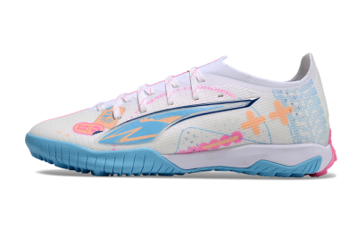 Men's Puma Ultra 5 Ultimate TF Football Shoes - White/Blue/Pink/Yellow