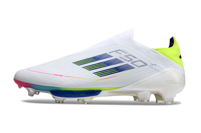 Unisex Adidas F50+ Lightstrike Pro Laceless FG Football Boots - White/Blue/Yellow/Pink