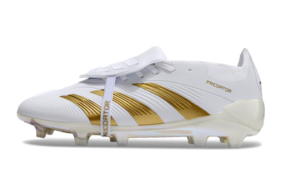 Unisex Adidas Predator Elite Foldover Tongue FG Football Boots - White/Gold/Beige