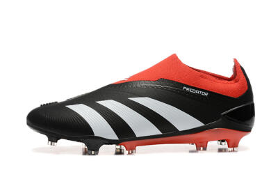 Men's Adidas Predator Elite Laceless FG Football Boots - Black/White/Red