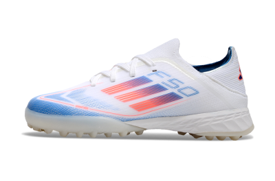 Men's Kids Adidas F50 Elite TF Football Shoes - White/Blue/Orange