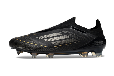 Men's Adidas F50 Elite Laceless FG Football Boots - Black/Silver/Gold