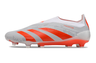 Men's Adidas Predator Elite 24 Laceless FG Football Boots - Grey/Red/White
