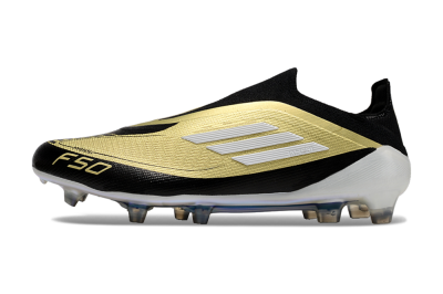 Men's Adidas F50 Adizero Messi Laceless FG Football Boots - Gold/White/Black