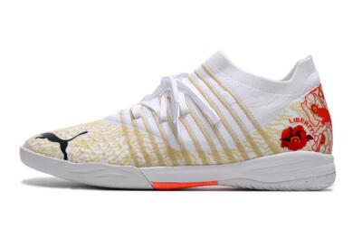 Men's Puma Future Z 1.3 Teazer IC Football Shoes - White/Gold/Red