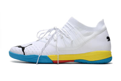 Men's Puma Future Z 1.3 Teazer IC Football Shoes - White/Black/Blue/Yellow/Red