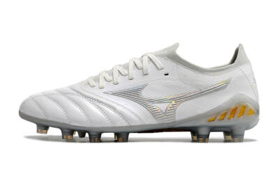 Men's Mizuno Morelia Neo 3 FG Football Boots - White/Silver/Yellow