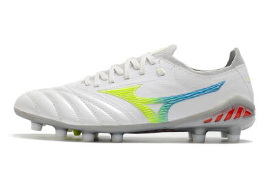Men's Mizuno Morelia Neo 3 FG Football Boots - White/Rainbow/Silver