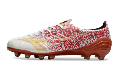Men's Mizuno Morelia Neo FG Football Boots - White/Red/Gold