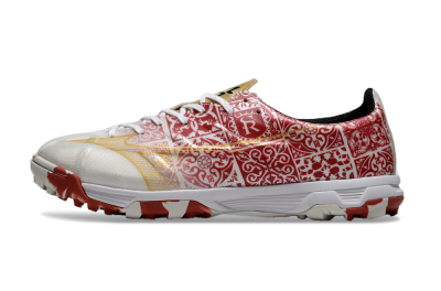 Men's Mizuno Morelia Neo TF Football Shoes - White/Red/Gold