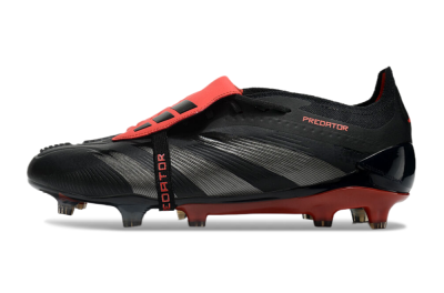 Men's Adidas Predator Elite Tongue FG Football Boots - Black/Silver/Red