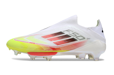 Men's Adidas F50+ Lightstrike Elite Laceless FG Football Boots - White/Red/Yellow