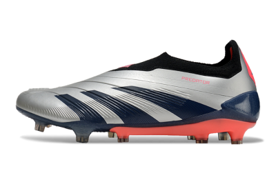 Men's Adidas Predator 24 Elite laceless FG Football Boots - Silver/Blue/Red