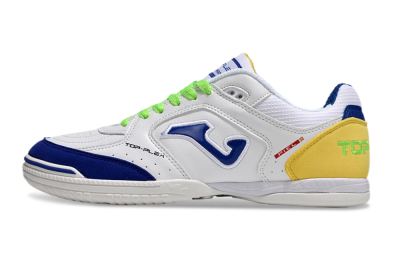 Men's Joma Top Flex IC Football Shoes - White/Blue/Yellow