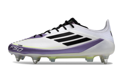 Men's Adidas F50 Elite Messi SG Football Boots - White/Black/Purple