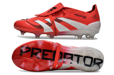 Unisex Adidas Predator Elite Foldover Tongue 2025 Pure Victory FG Football Boots - Lucid Red/White/Black