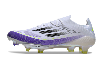 Unisex Adidas F50+ Elite Lightstrike Pro FG Football Boots - White/Black/Purple