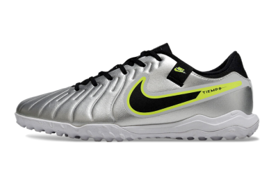 Men's Nike Tiempo Legend 10 TF Football Shoes - Silver/Black/Yellow