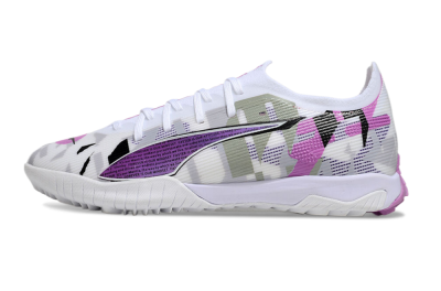 Men's Puma Ultra Ultimate TF Football Shoes - White/Purple/Black