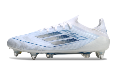 Men's Adidas F50 Elite SG Football Boots - White/Silver/Blue