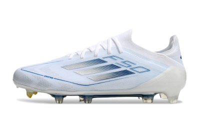 Men's Adidas F50 Elite FG Football Boots - White/Silver/Blue