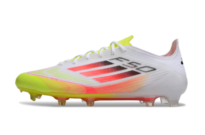 Men's Adidas F50 Elite FG Football Boots - White/Yellow/Red