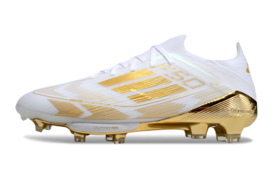 Men's Adidas F50+ Elite Lightstrike Pro FG Football Boots - White/Gold