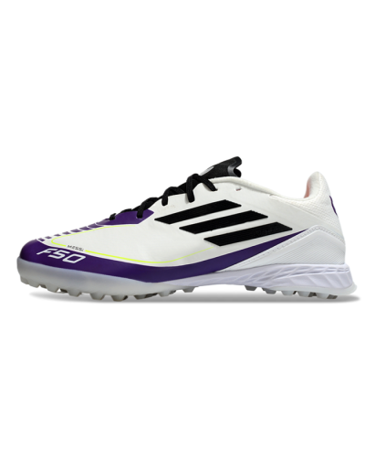 Unisex Messi x Adidas F50 Pro TF Football Shoes - White/Black/Purple