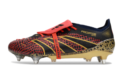 Men's Adidas Predator 25 Elite Foldover Tongue SG Football Boots - Black/Red/Gold