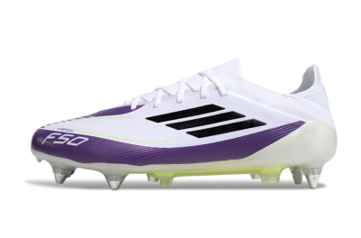Men's Messi x Adidas F50 Elite SG Football Boots - White/Black/Purple