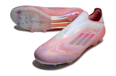 Men's Adidas F50 Elite Laceless FG Football Boots - White/Pink/Gold